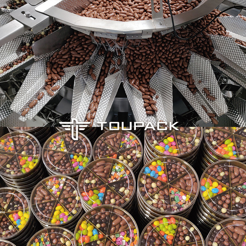 أوتو الوقوف كيس Doypack الوزن التعبئة الحبيبات الفول السوداني جوز الكاشيو متعددة الرؤوس الوزن ملء آلة