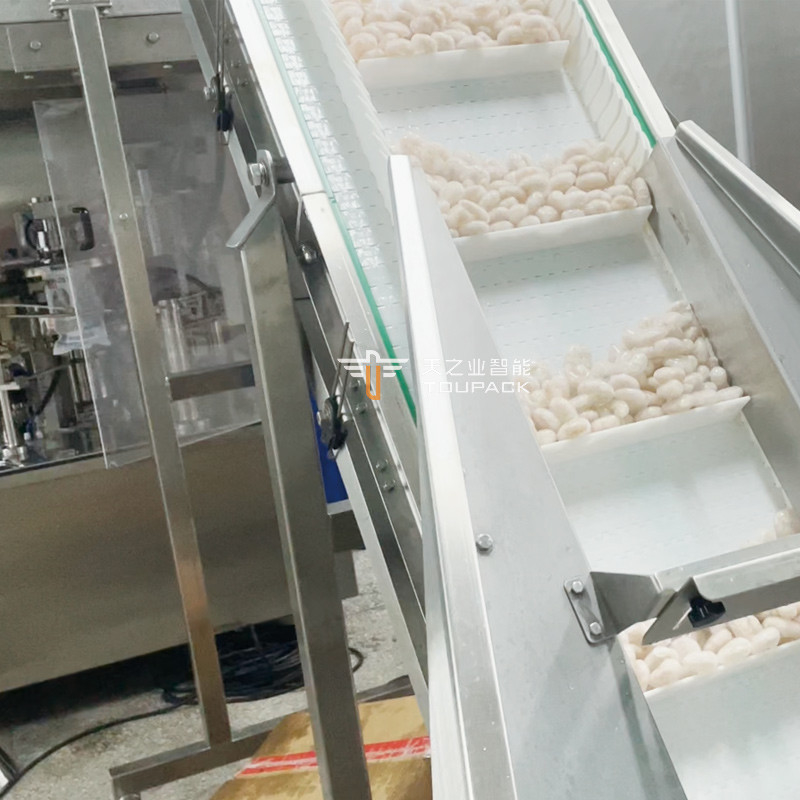 آلة تعبئة أكياس الدجاج بالفشار متعددة الوظائف ذات الشكل غير المنتظم، أكياس الوقوف الأوتوماتيكية، آلة تعبئة أكياس دويباك لحم الخنزير المجمد