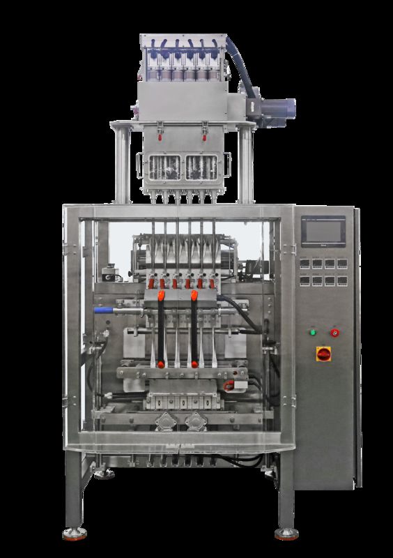 آلة تعبئة وتغليف وختم أكياس السوائل متعددة المسارات الأوتوماتيكية لعصائر المصاصات والآيس كريم متعددة المسارات عالية السرعة