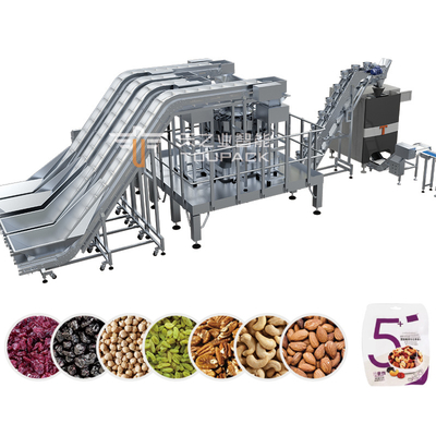 Automatic Package 4 in 1 Dried Fruit Packaging Machine Nuts Cashew Nuts Snack Packing Machine Coated Peanut Packaging Machine